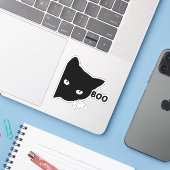 Black cat boo Halloween gift cats Sticker (Laptop met iPhone)
