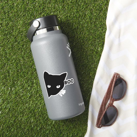Black cat boo Halloween gift cats Sticker (HydroFlask Insitu)