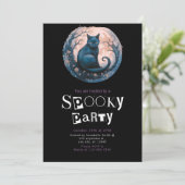 Black Cat Branch Moderne Minimalistische Halloween Kaart (Staand voorkant)