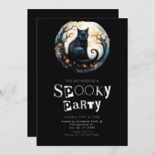 Black Cat Branch Moderne Minimalistische Halloween Kaart (Voorkant / Achterkant)