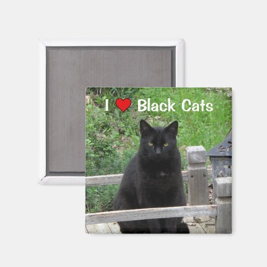 Black Cat Bridge I Love Black Cats Magnet (Voorkant / Achterkant)