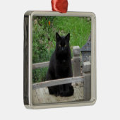 Black Cat Bridge-Ornament Metalen Ornament (Rechts)