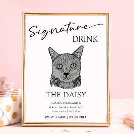 Black Cat bruiloft handtekening Drink teken Poster