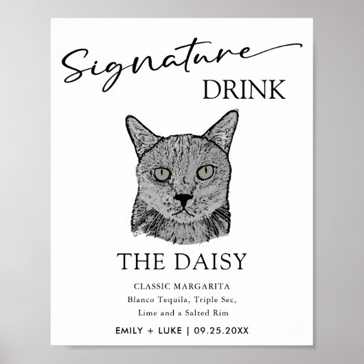 Black Cat bruiloft handtekening Drink teken Poster (Voorkant)