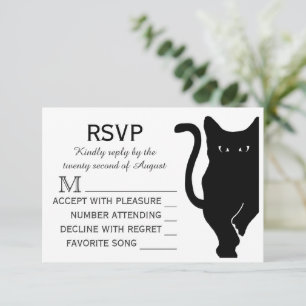 Black Cat bruiloft RSVP Kaartje