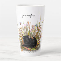 Black Cat Butterflies Latte Mok