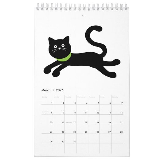 Black Cat Calendar Kalender (Mar 2026)