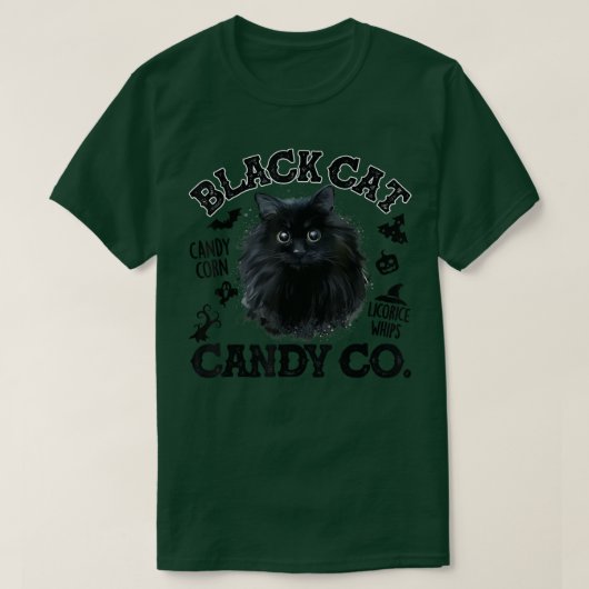 Black Cat Candy Corn Snoep Co Funny Halloween T-shirt (Design voorkant)