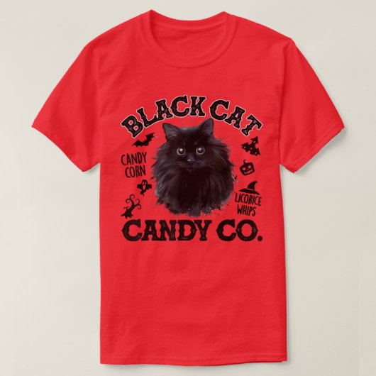 Black Cat Candy Corn Snoep Co Funny Halloween T-shirt (Design voorkant)
