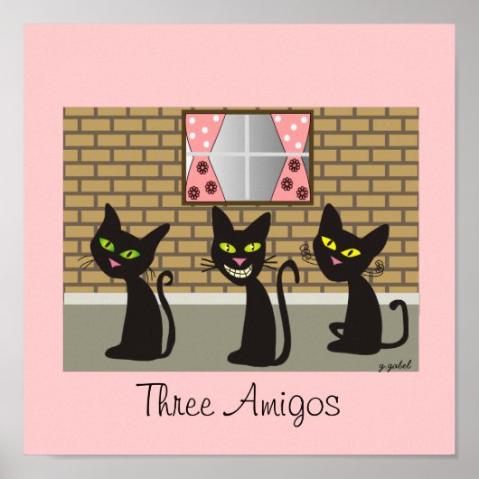 Black Cat Canvas Art "Three Amigos" Poster (Voorkant)
