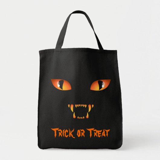 Black Cat Canvas tas Halloween Trick or treat Bag (Voorkant)
