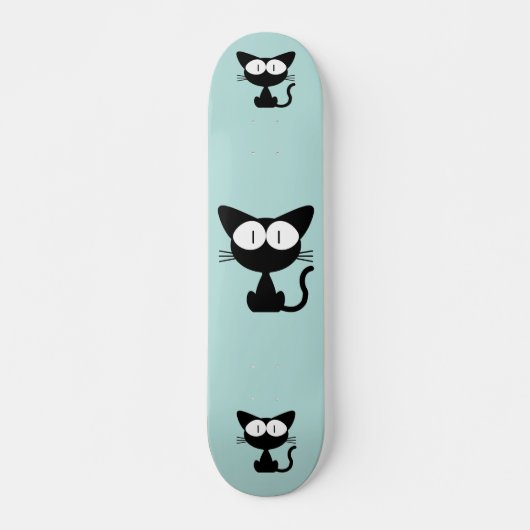 BLACK CAT CARTOON BLUE SKATEBOARD DECK (Voorkant)