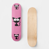 BLACK CAT CARTOON PINK SKATEBOARD DECK (Voorkant)