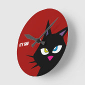 Black Cat Cartoon Ronde Klok (Hoek)