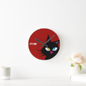 Black Cat Cartoon Ronde Klok (Huis)