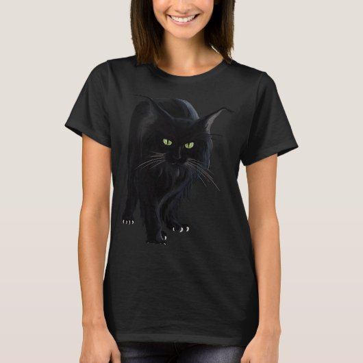 Black Cat Cat Cat Holder T-shirt (Voorkant)