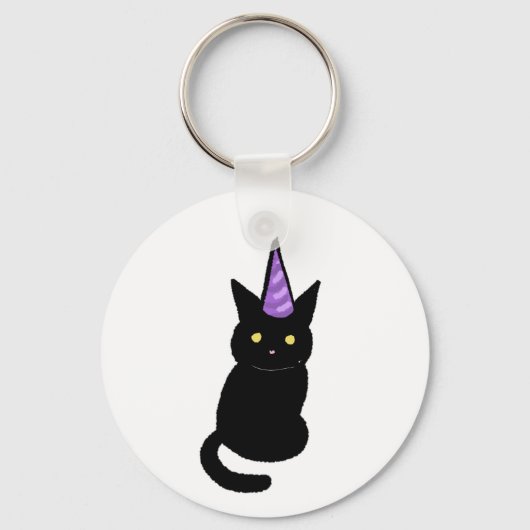 Black Cat Celebration Keyring Sleutelhanger (Voorkant)