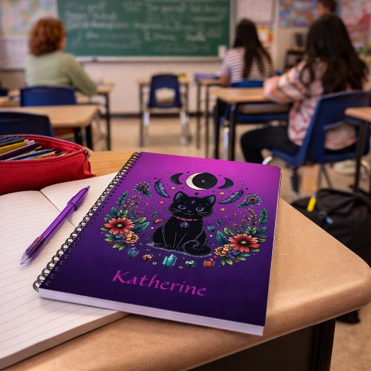 Black Cat Celestial Mystical Notitieboek