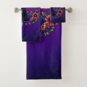 Black Cat Celestial Mystical Purple Pink Bad Handdoek (Insitu)