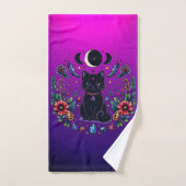 Black Cat Celestial Mystical Purple Pink Bad Handdoek (Handdoek)