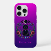 Black Cat Celestial Mystical Purple Pink iPhone Hoesje (Achterkant)