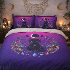 Black Cat Celestial Mystical Purple Pink Kussensloop
