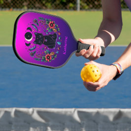 Black Cat Celestial Mystical Purple Pink Pickleball Paddle