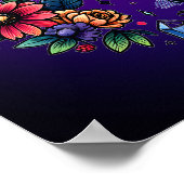 Black Cat Celestial Mystical Purple Pink Poster (Hoek)