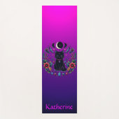 Black Cat Celestial Mystical Purple Pink Yogamat (Voorkant)