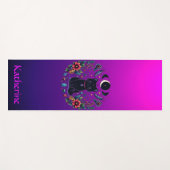 Black Cat Celestial Mystical Purple Pink Yogamat (Voorkant (horizontaal))