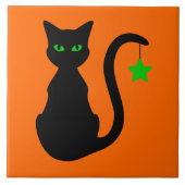 Black Cat Ceramic Tile Tegeltje (Voorkant)