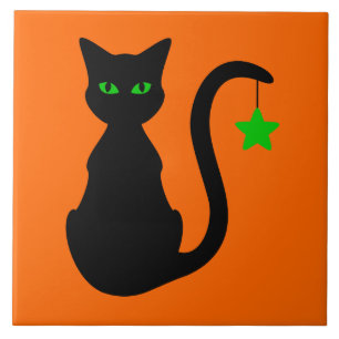 Black Cat Ceramic Tile Tegeltje