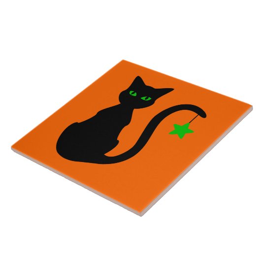 Black Cat Ceramic Tile Tegeltje (Zijkant)