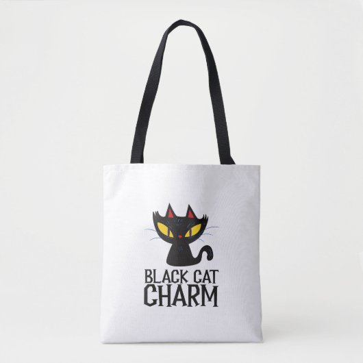 Black Cat Charm Halloween Tote Bag (Voorkant)