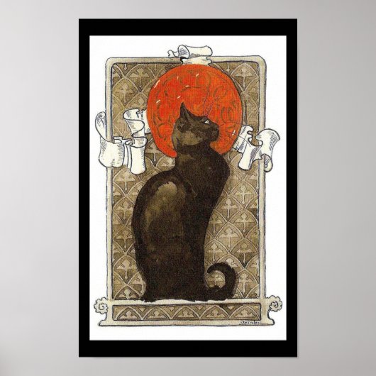 Black Cat/Chat Art Nouveau Poster (Voorkant)