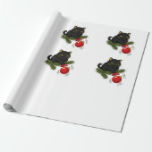 Black Cat Christmas Bauble Funny Cat Pattern Cadeaupapier (Uitgerold)