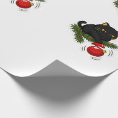 Black Cat Christmas Bauble Funny Cat Pattern Cadeaupapier (Hoek)