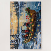 Black Cat Christmas Boat Holiday Legpuzzel (Verticaal)