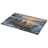 Black Cat Christmas Boat Holiday Snijplank (Hoek)