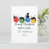 Black Cat Christmas Feestdagenkaart (Staand voorkant)