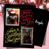Black cat christmas feestdagenkaart