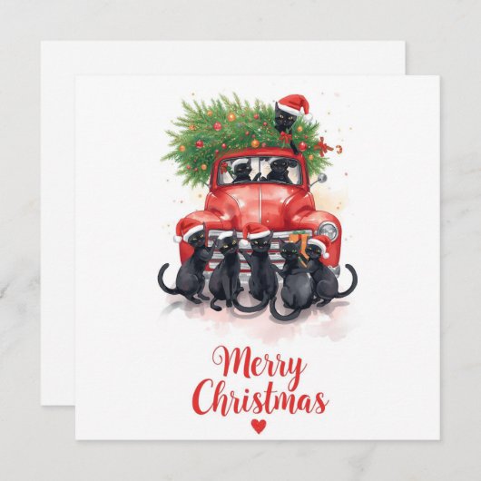 Black Cat Christmas for Cat Lovers Feestdagenkaart (Voorkant / Achterkant)