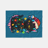 Black Cat Christmas Ice Cream Drip Santa Hat Cute  Fleece Deken (Voorkant (Horizontaal))