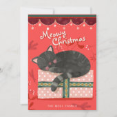 Black Cat Christmas Illustration Flat Holiday Kaar Feestdagenkaart (Voorkant)