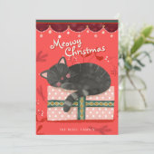 Black Cat Christmas Illustration Flat Holiday Kaar Feestdagenkaart (Staand voorkant)