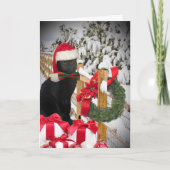 Black Cat Christmas Kaarten (Voorkant)