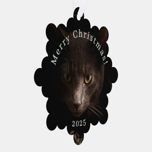 Black Cat Christmas Label en Ornament Kaart (Rechts)