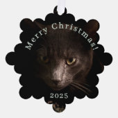 Black Cat Christmas Label en Ornament Kaart (Voorkant)