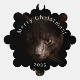 Black Cat Christmas Label en Ornament Kaart