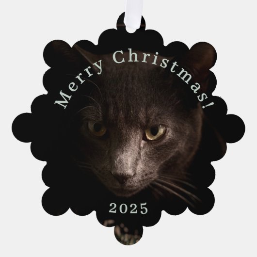Black Cat Christmas Label en Ornament Kaart (Voorkant)